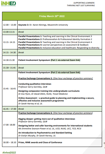 INHED_Ireland's tweet photo. 2. Thrilled to announce an excellent programme for our third and final day of #INHED2022 We are live at 12pm with our fantastic Keynote Speaker @drKKonings, our Parallel Presentations, #PracticeExchange conversations and a highlight today is our Patient Involvement Symposium #PPI https://t.co/CMHi57pK7u