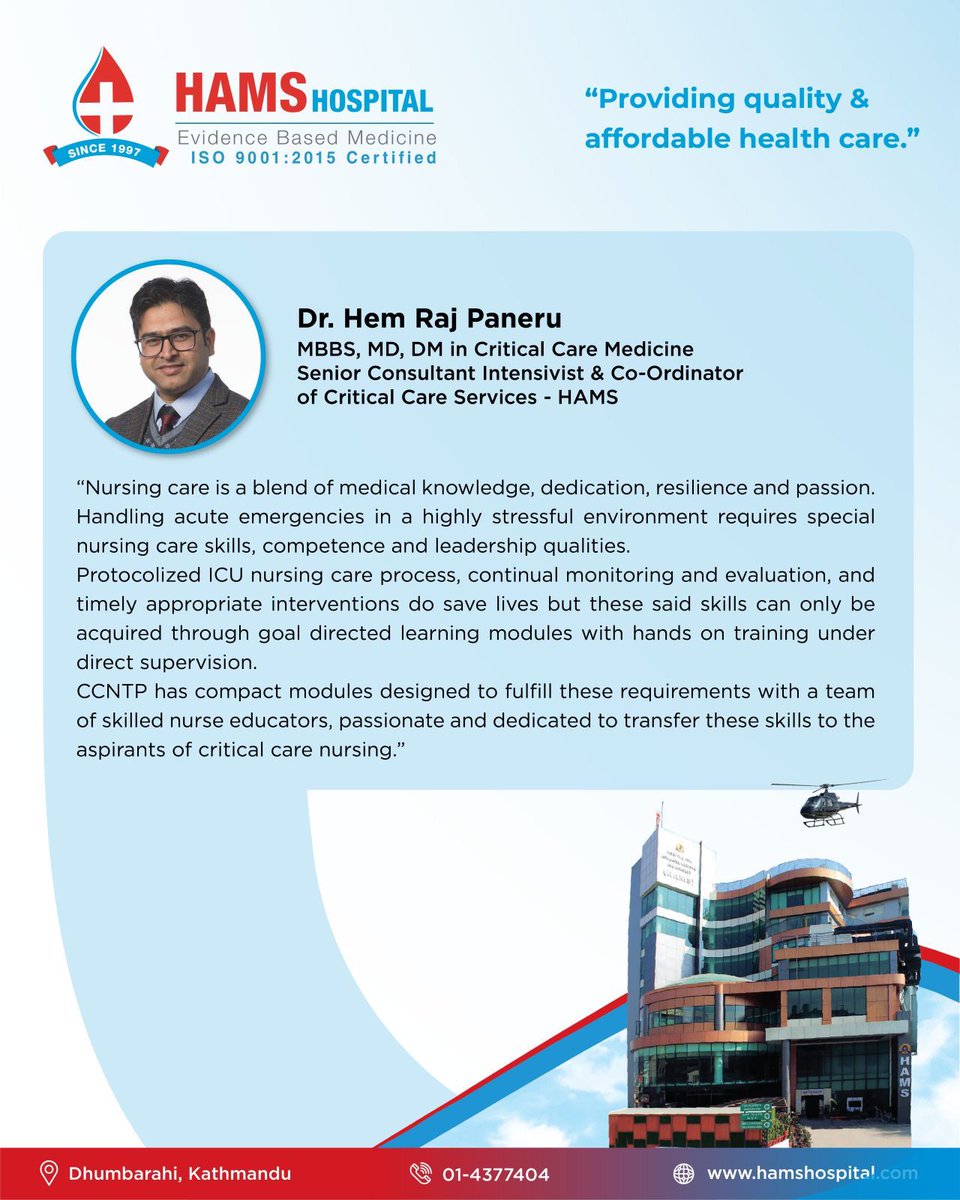 HAMSHospital's tweet photo. Nursing care is a blend of medical knowledge, dedication, resilience &amp; passion. Handling acute emergencies in a highly stressful environment requires special nursing care skills,competence &amp; leadership qualities.
#training 
#HAMSHospital
#ProvidingQualityAndAffordableHealthcare https://t.co/PAKoNKWpBI
