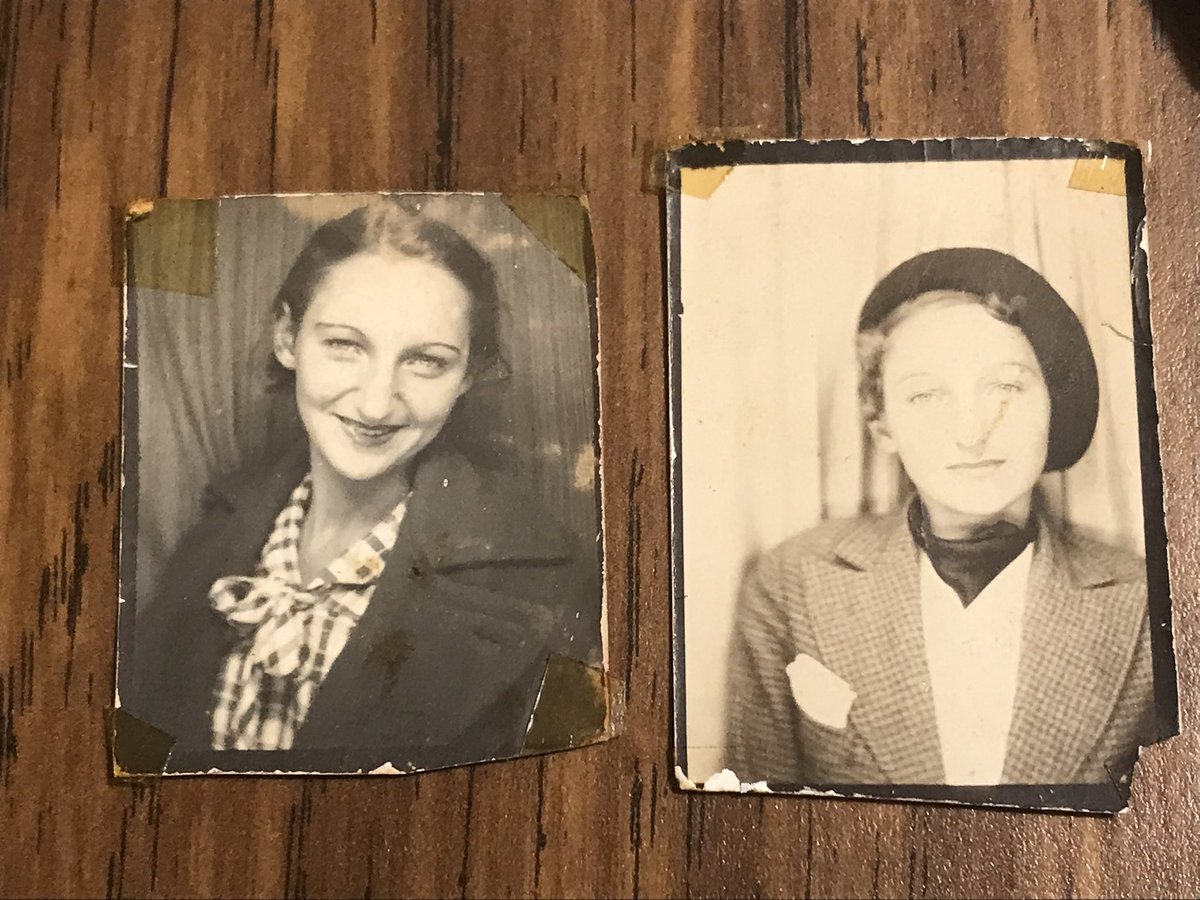 Material culture/photo nerds: tell me what I should know about these images of my paternal grandmother, circa 1930s. Originals are tiny, no more than 1.5 x 2 inches (smaller, IIRC). What kind of camera made these? A photo booth perhaps?