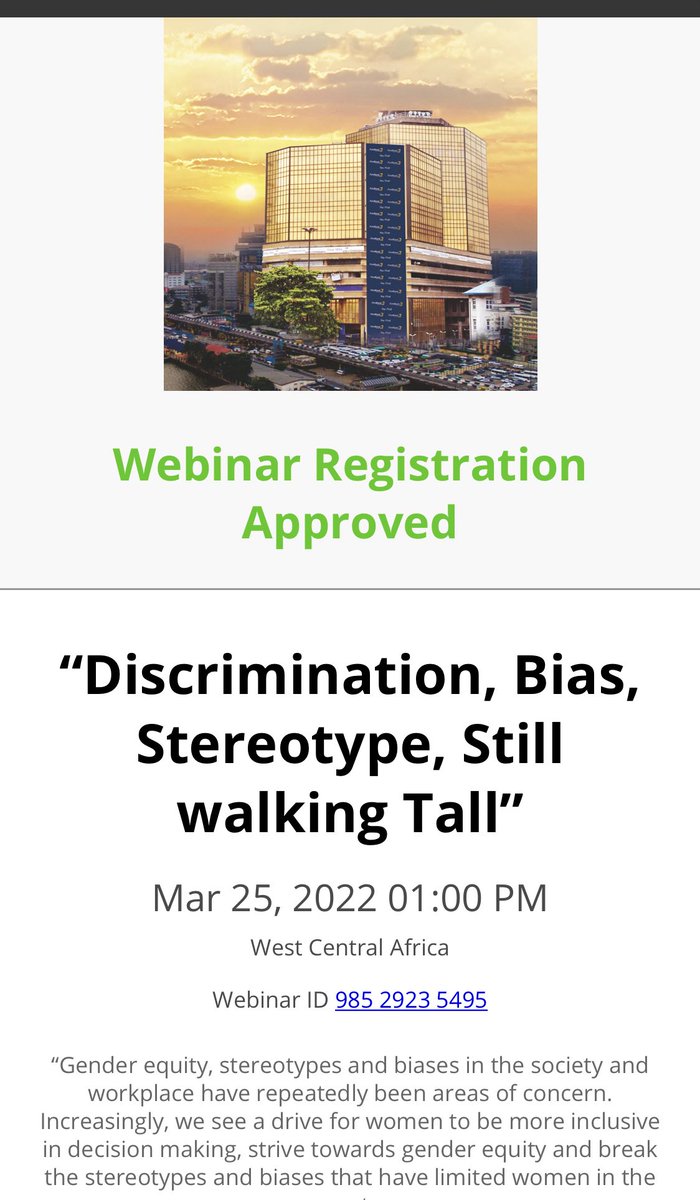 holardamolar's tweet photo. Daily talks in our homes would do nothing, taking action is the only thing that can bring that change. If you haven't registered for this Webinar on Bias and Discrimination by 1pm today
Register now: https://t.co/8vVlfOy0T3
Let us promote Equality.โ๐พ
#SheIsAllThat #FirstGem https://t.co/s9tbzYmkpM