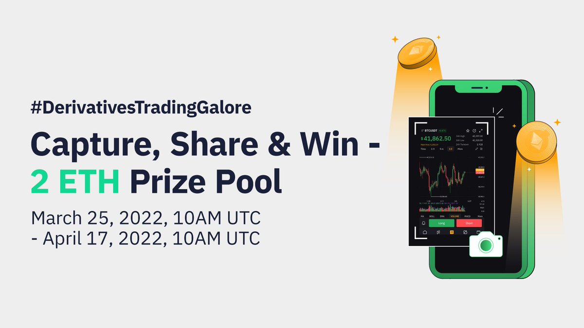 📸 Capture, Share &amp; Win!

📱 Simply follow these steps:
1️⃣ Register for Derivatives Trading Galore
2️⃣ RT + Attach a screenshot of your biggest trade and include #DerivativesTradingGalore
3️⃣ Fill in the form: go.bybit.com/e/15pmKYdnGob

🔥 100 Winners will win 0.02 $ETH each!