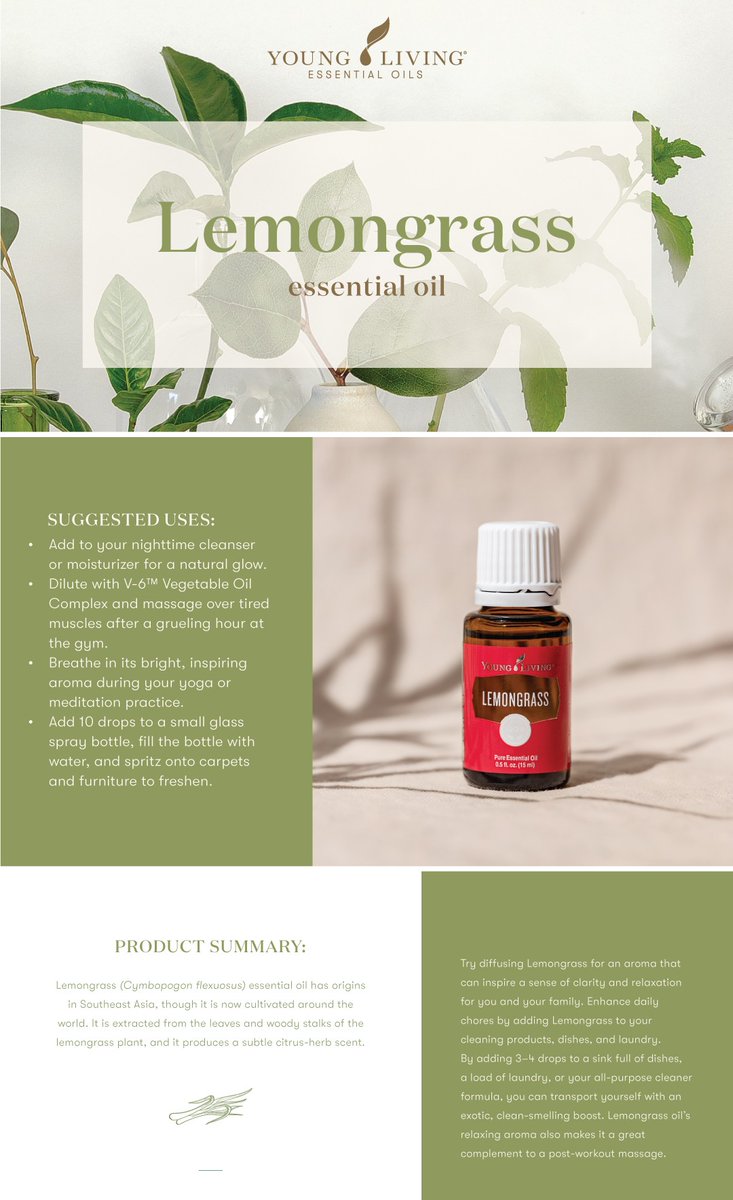 YoungLivingAF's tweet photo. In case you're wondering how you can incorporate our #EssentialRewards 100PV gift in your life 🍃❤️
Our premium #Lemongrass essential oil has a light, fresh, citrus aroma with earthy undertones. Learn more here📲 https://t.co/6VlhvYKwfi
#ShopAndGetGifted #YoungLivingAfrica https://t.co/W4xEmbsZTR
