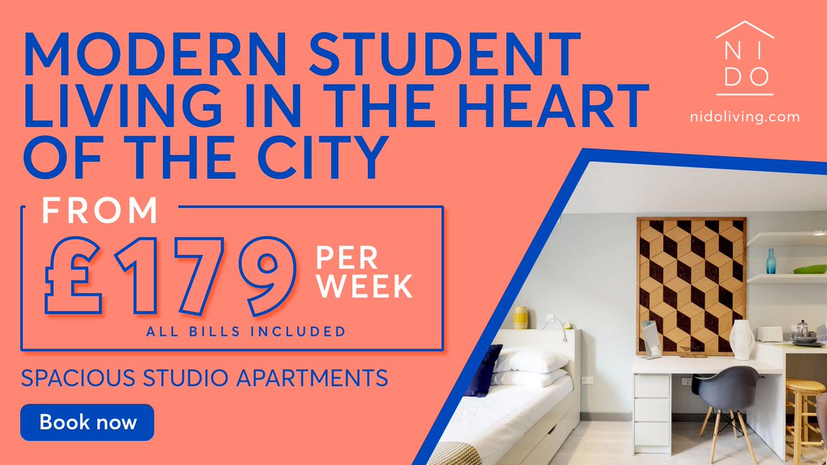 #AD Looking for student accommodation in Southampton city centre? @Nido_Student have modern studios from £179 per week, all bills included. Live in the city centre, just a short walk, cycle or bus ride from Southampton Uni Book now at Nido The Walls! 💙 bit.ly/3qfSPqp