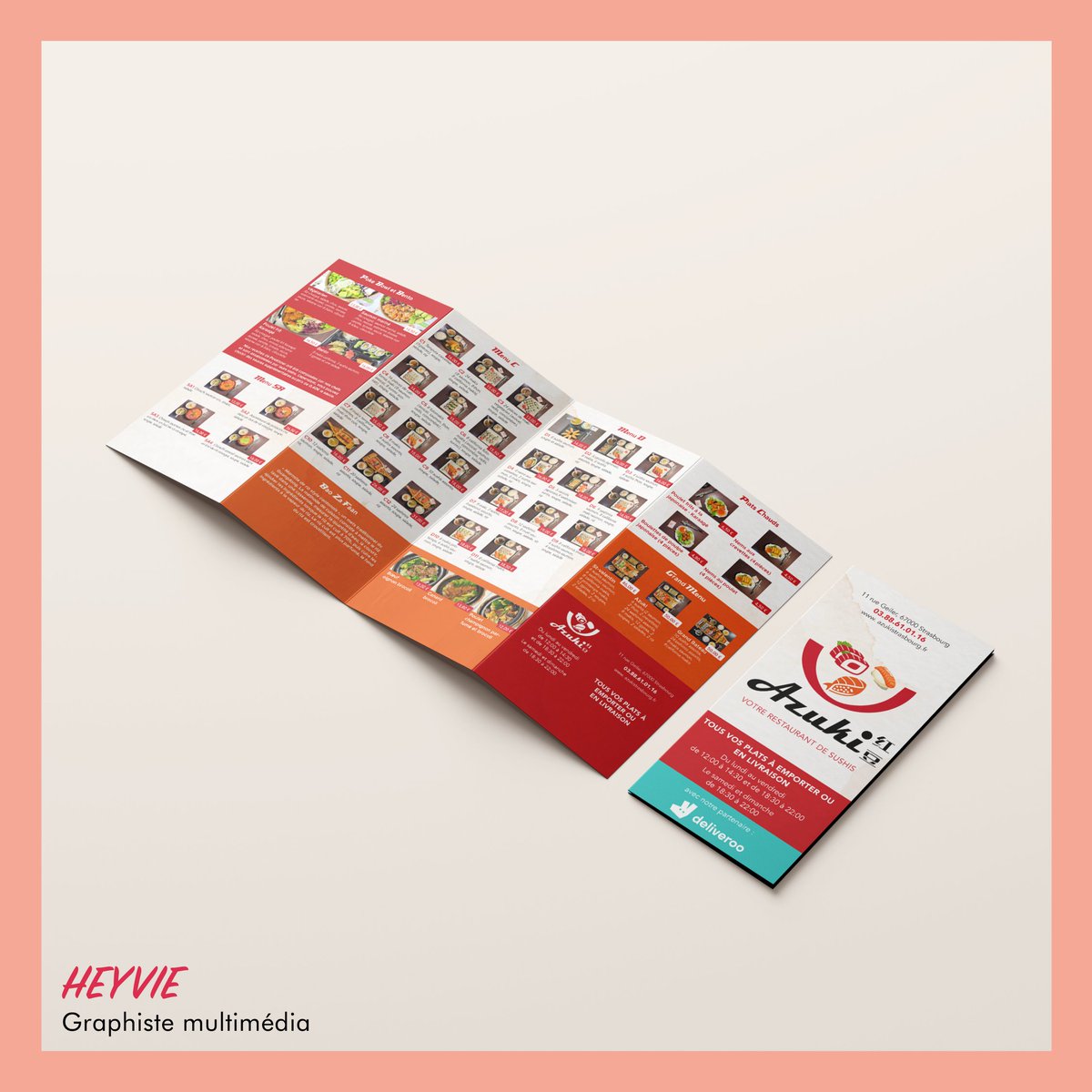 Emeline_Pro's tweet photo. Nouvelle création pour le restaurant Azuki : une brochure avec leur menu. #graphiste #graphisme #communication #restaurant #brochure https://t.co/iveTVCUV0Q