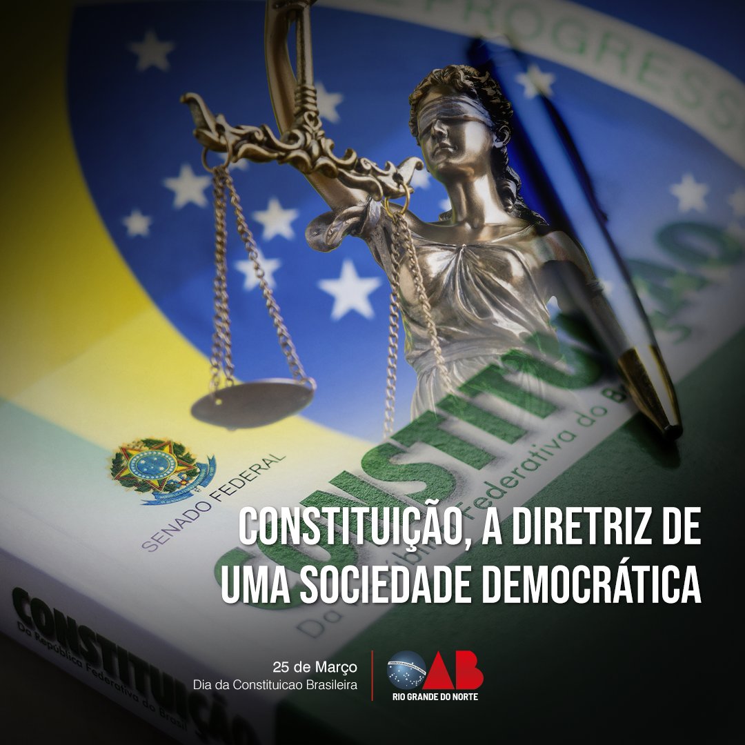 OABRN's tweet photo. No dia 25 de março de 1824, o Brasil outorgou a primeira constituição do país. Desde então, a constituição segue sendo a diretriz que guia o Brasil como uma nação democrática. 🇧🇷
#OABRN #ConstituiçãoFederal #Brasil https://t.co/0Ft2H4UZN3