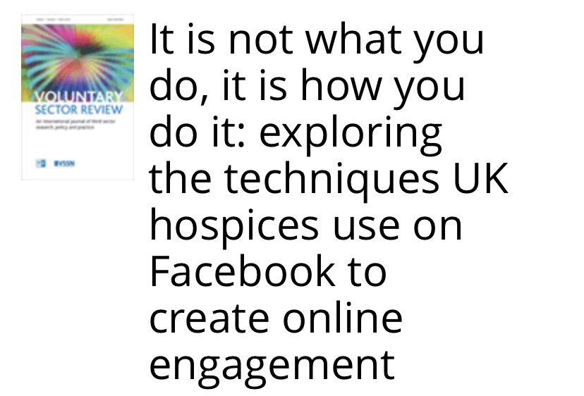 lydiatodd93's tweet photo. I am a published author 🥳

After many hours, weeks and months of work I have had my first academic paper published with the @VSRjournal and it provides practical recommendations for UK hospices to engaging content on Facebook. 

Check it out! https://t.co/vwYr3QTKVU https://t.co/QQQtyXnfoR