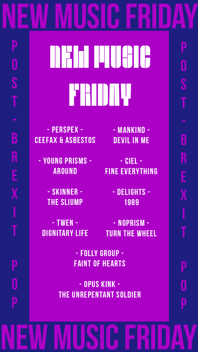 NEW MUSIC FRIDAY!

@work1ngmensclub <a href="/bigsoftyband/">𝐁𝐈𝐆 𝐒𝐎𝐅𝐓𝐘</a> <a href="/DeadPonyBand/">Dead Pony</a> | PERSPEX | <a href="/musicofMANKIND/">Art O)))</a> <a href="/youngprisms/">young prisms</a> <a href="/cielcielmusic/">CIEL</a> <a href="/skindizzle_/">Skinner</a> <a href="/delightsband_/">Delights</a> <a href="/TWEN_band/">twen</a> <a href="/thisisnoprism/">NOPRISM</a> | FOLLY GROUP |  <a href="/opuskink/">opuskink</a> 

#NewMusicFriday #PostBrexitPop

Listen on Spotify: alturl.com/caq44