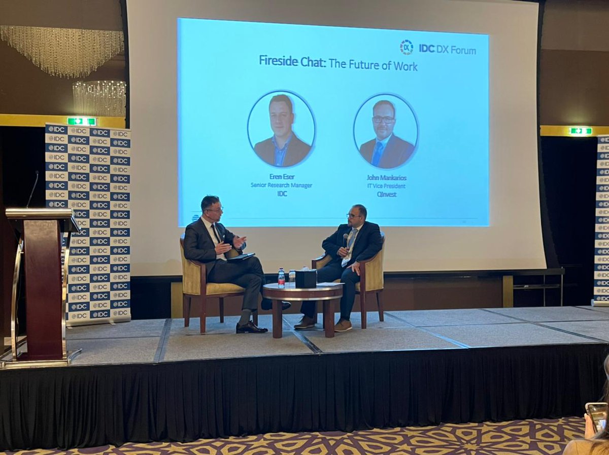 IDCMEA's tweet photo. Interesting topics discussed at the @IDC #DX Forum #Doha to our delegates in attendance. Harnessing the Forces of Change to Reshape the Enterprise with Eren Eser. Thank you to our partners for joining us onboard - @Veeam  @Kofax  @OutSystems @novigo_scm #IDCDXFORUM https://t.co/WffcaUQnyJ