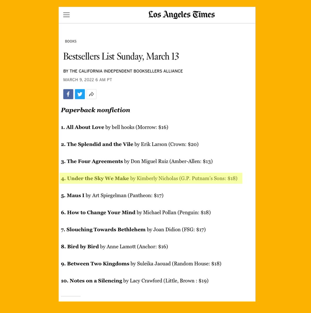 KA_Nicholas's tweet photo. Climate action is bestselling!!
Thank you SO MUCH to all the readers, libraries, teachers, climate scientists, climate activists, journalists, independent booksellers, @CalibaBooks, @latimes, @annasproul, @mhowry &amp; the @PutnamBooks team, &amp; everyone who made this possible.😭💚🌍🙏 https://t.co/aC9xXbNoGs