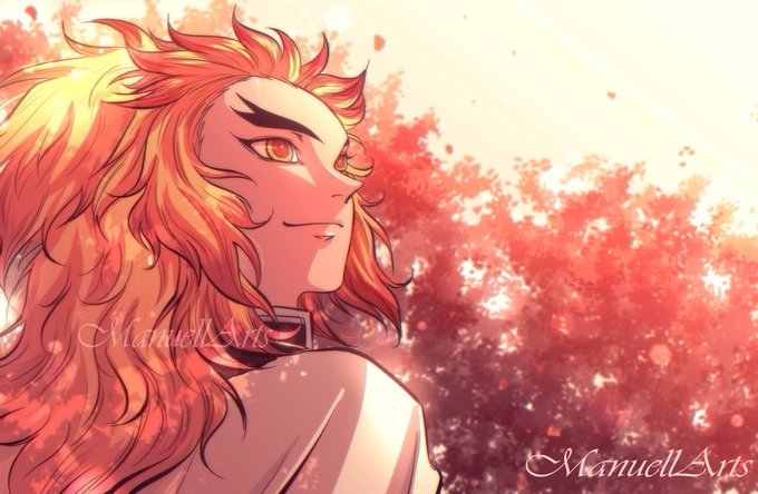 COMMS OPEN .ᐟ⋰🌈✨ ⤑ 𝘉𝘭𝘶𝘮𝘦. 🌺さんがTwitterに投稿した煉獄杏寿郎(鬼滅の刃)のイラスト。