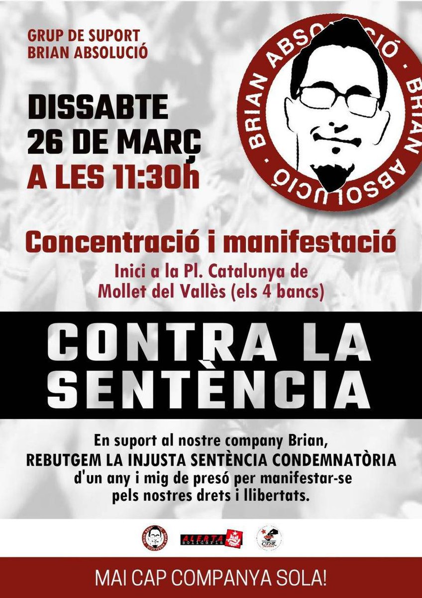 Cdr_LCACP's tweet photo. No paren les concentracions en suport al Brian! 

Tots contra les injustícies! https://t.co/p39uZVyB3X