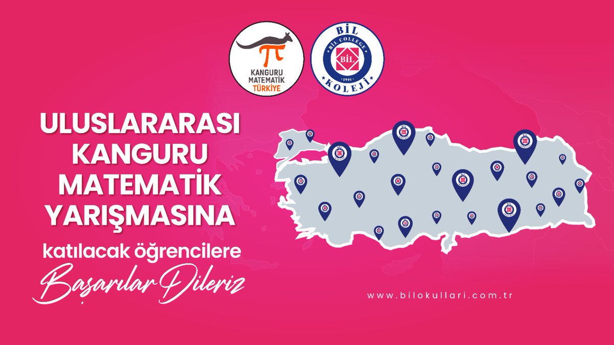91 ülkede 7 milyondan fazla öğrencinin katılımıyla düzenlenen Uluslararası <a href="/MathKanguru/">Kanguru Matematik TR</a> Matematik Yarışmasında BİL Koleji kampüsleri Sınav Merkezi olarak yer almaktadır.