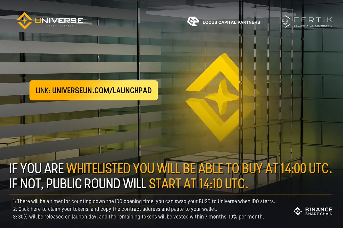 If you are whitelisted you will be able to buy at 14:00 UTC. If not, public round will start at 14:10 UTC.