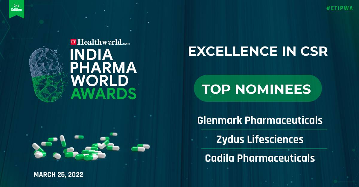 ETHealthWorld's tweet photo. #LiveNow #ETIPWA
The Top Nominees in the category of Excellence In CSR are:
Glenmark Pharmaceuticals Limited
Zydus Lifesciences Ltd @ZydusUniverse
Cadila Pharmaceuticals Ltd @Cadila_Pharma
Live Now: https://t.co/LiIr2A2lyn https://t.co/FutF5vNMPv