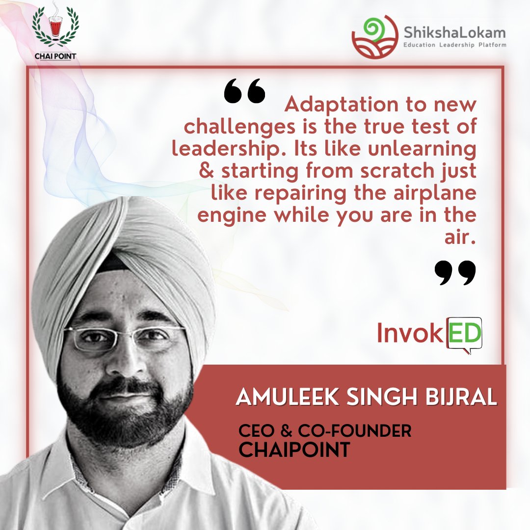 What an #amazing take on the #responsibility of taking an #innovative approach, shared by <a href="/amuleekbijral/">Amuleek Singh Bijral</a> #CEO of <a href="/Chai_Point/">Chai Point</a>.
There's a lot the #leader has to do in order to hold together a #big firm during an #uncertain time like #Covid19! 

Join NOW : bit.ly/3IHLgzm