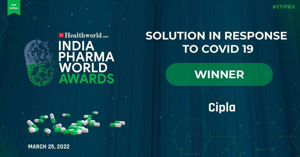 ETHealthWorld's tweet photo. #LiveNow #ETIPWA
Congratulations to @Cipla_Global on being awarded for Solution In Response To COVID 19 at the ET India Pharmaworld Awards.
Live Now: https://t.co/LiIr2A2lyn https://t.co/dhOuNBaztZ