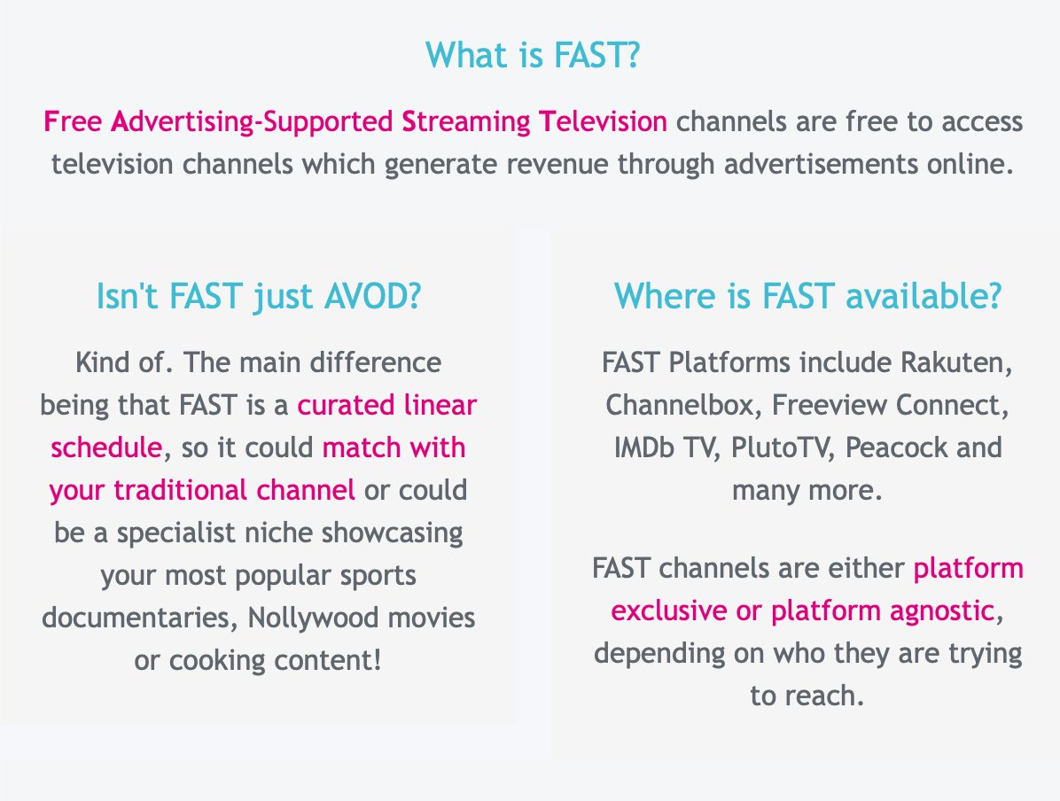ABS_Broadcast's tweet photo. Let's Talk About The F Word...!

So now we know what the F word is, what can we learn about it? ABS have all the info and know-how to help realise your FAST aspirations!

#FAST #FreeAdsupportedStreamingTV #ABSBroadcast #OTT #Rakuten #Channelbox #FreeviewConnect #IMDbTV #Peaock https://t.co/pbNdMf0AFI