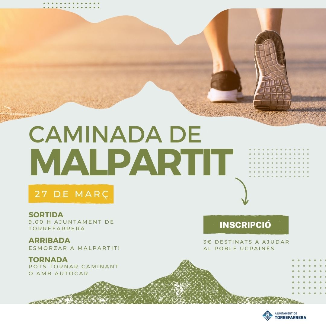 AjTorrefarrera's tweet photo. 📌 Vine a la Caminada de Torrefarrera a Malpartit
📅 Aquest diumenge, 27 de març
🕘 9 h
📍 Sortida des de l'Ajuntament de Torrefarrera
📍 Arribada a Malpartit i esmorzar 🥪
🚶🏻🚶🏽♀️ Pots tornar caminant o en autocar 🚌
T’hi esperem!
#CaminadaMalpartit #Torrefarrera #Malpartit https://t.co/1S9RTnF8xu