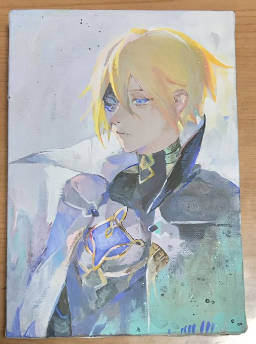 小さいキャンバスにダインスレイヴ描いた〜❗️可愛い‼️よく見ると雑だから遠目か薄目で見てほしい 