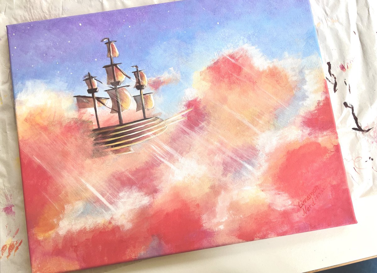 cinnamon_nerd's tweet photo. I finished it 🥰🥰🥰 my first acrylic painting #ATEEZfanart #ateez https://t.co/yuj9UuuovL