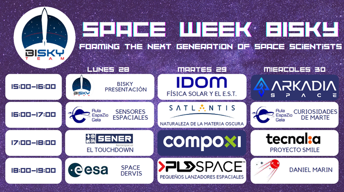 ¡Os esperamos en la #SpaceWeek los 28, 29 y 30 de marzo, en la Escuela de Ingeniería de #Bilbao dónde un cartel de expertos dará charlas sobre #ingeniería y #espacio🪐<a href="/BiSKYTeam/">BiSKY Team 🚀</a> #spaceweek #darkmatter
▶️También podréis seguir el evento en directo: youtube.com/channel/UCdoxU…