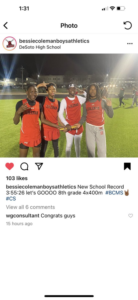 EMWestGreen's tweet photo. I watched & yelled him across the finish line as anchor leg not knowing a record was being set. Congrats guys. #myWolverine #AnchorLeg #4x400 #TrackLyfe #Options2026 https://t.co/bnmsQfgAbj
