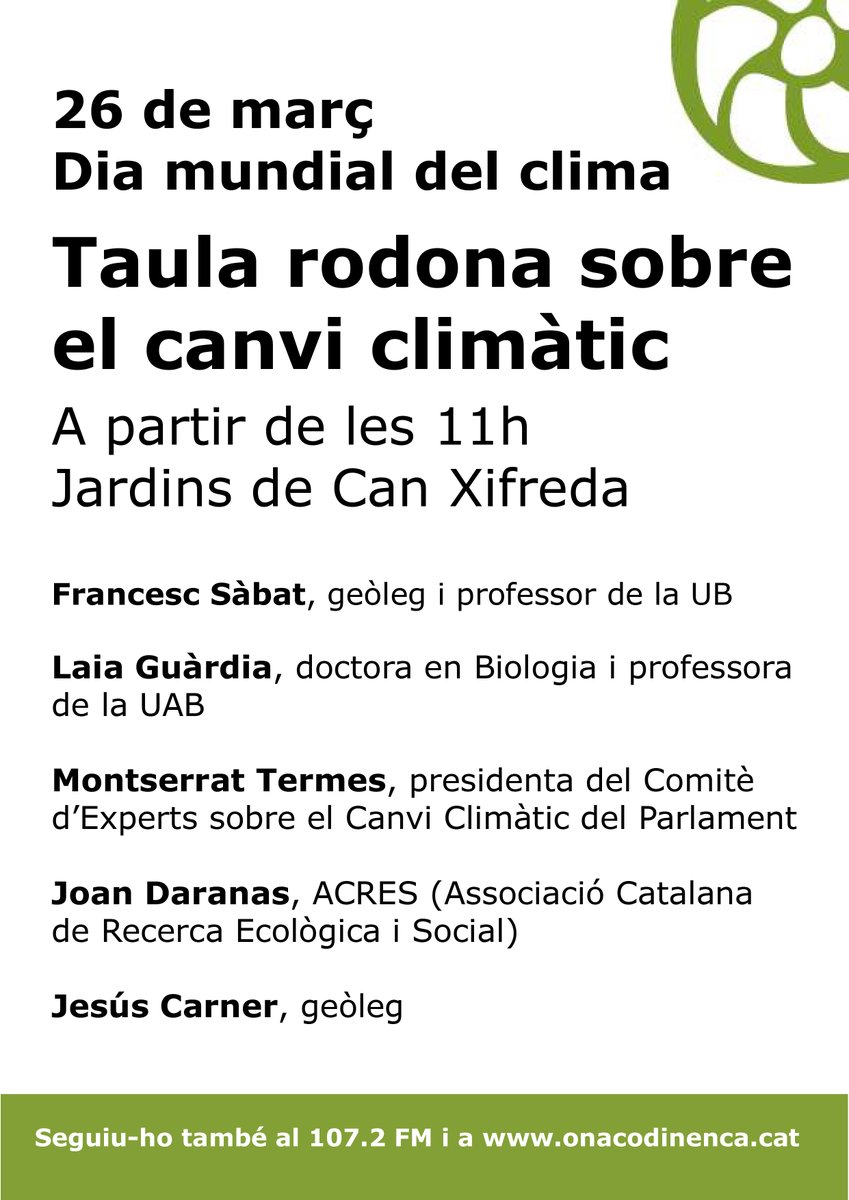 🔴EN DIRECTE: Des dels jardins de Can Xifreda, pel 107.2FM i per internet, programa especial sobre el canvi climàtic. #sfc182  