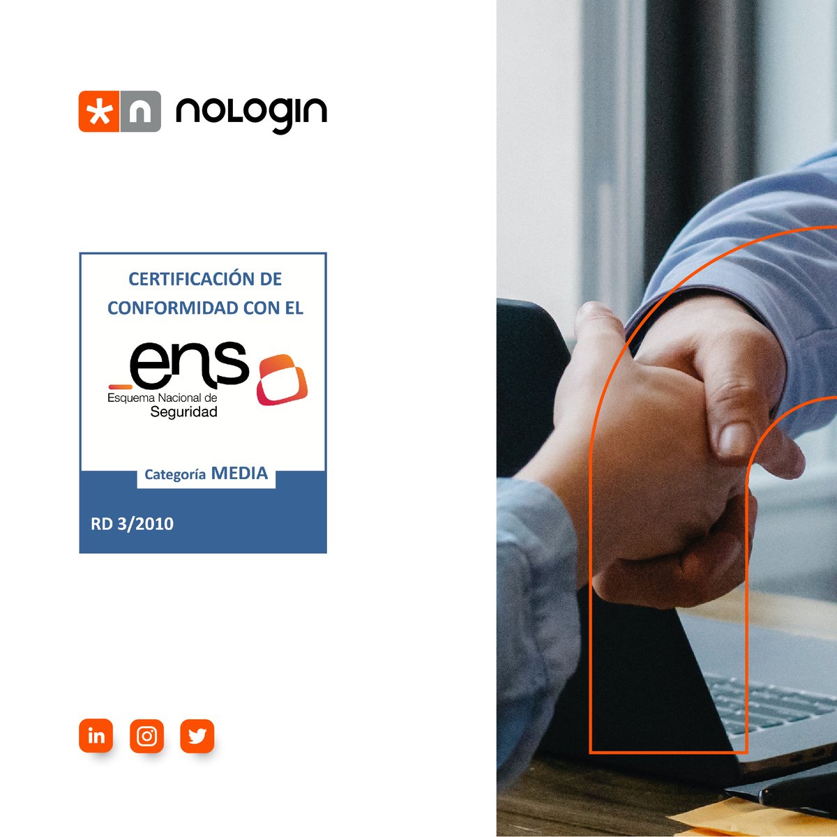 📣 #Nologin ha obtenido la certificación conforme con el Esquema Nacional de Seguridad (ENS) de nivel medio.
➡️ Su alcance incluye nuestro Centro de Operaciones de Seguridad, así como todo nuestro portfolio de servicios profesionales y de servicios gestionados.