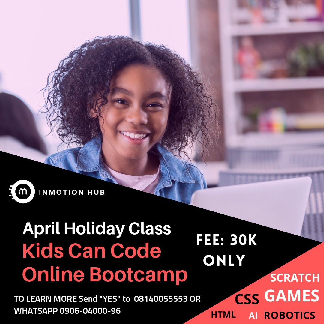built4more_'s tweet image. #KidsCanCode Holiday Bootcamp. Let your kids learn to code this April Holiday. See the banner for details
#Biafra #Tinubu #NATO Atiku North Korea Ukraine Russia Umahi Port harcourt