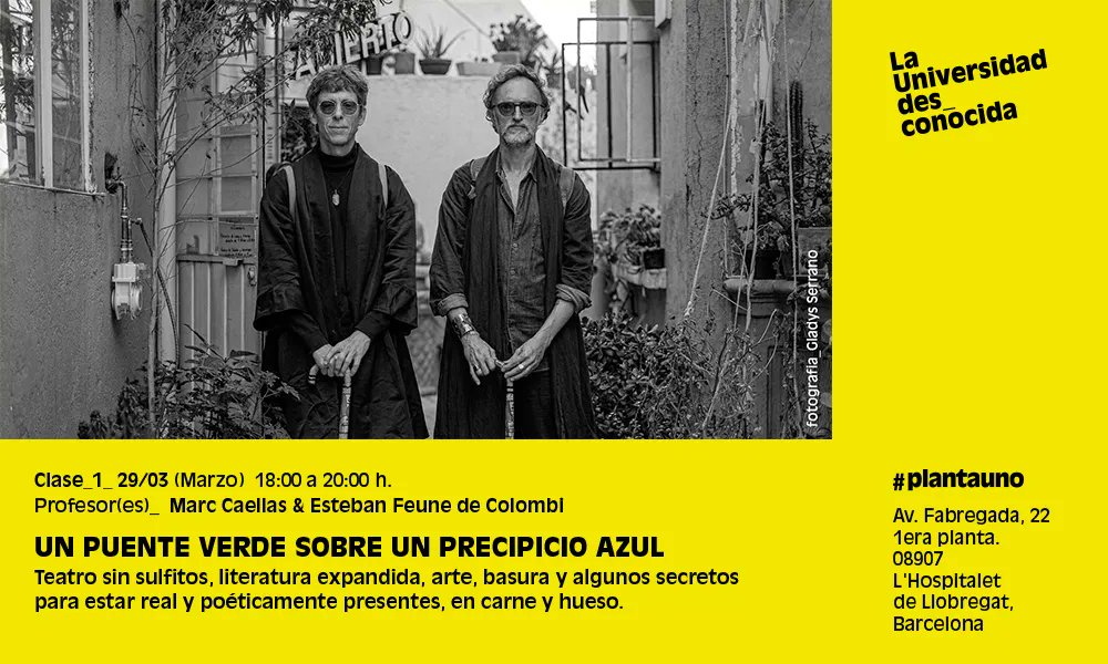 PlataformC's tweet photo. La semana que viene hay la 1a sesión de La Universidad des_conocida, el programa académico informal de @plantauno_f22 con 12 sesiones sobre diferentes temas relacionados todos con la cultura contemporánea y las humanidades.

Más información en https://t.co/gcs467dhar 

#plantauno https://t.co/SK1l9d8WOQ