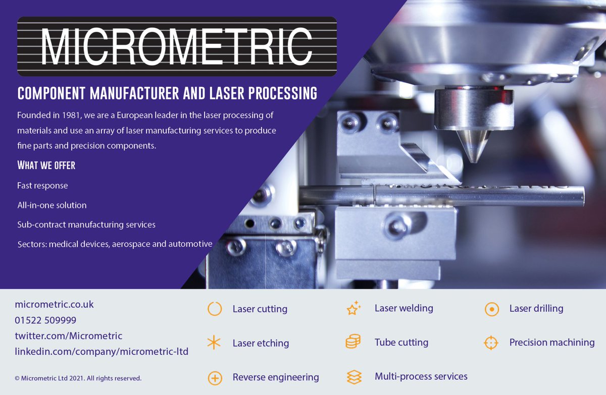 Micrometric's tweet photo. Have you spotted us in Med-Tech Innovation magazine?

If you're looking for an overview of what we do - this is the perfect snapshot of our fantastic services.

#components #lasercutting #laserdrilling #laserengraving #laserwelding #reverseengineering #precisionmachining https://t.co/FUmzKEefcJ