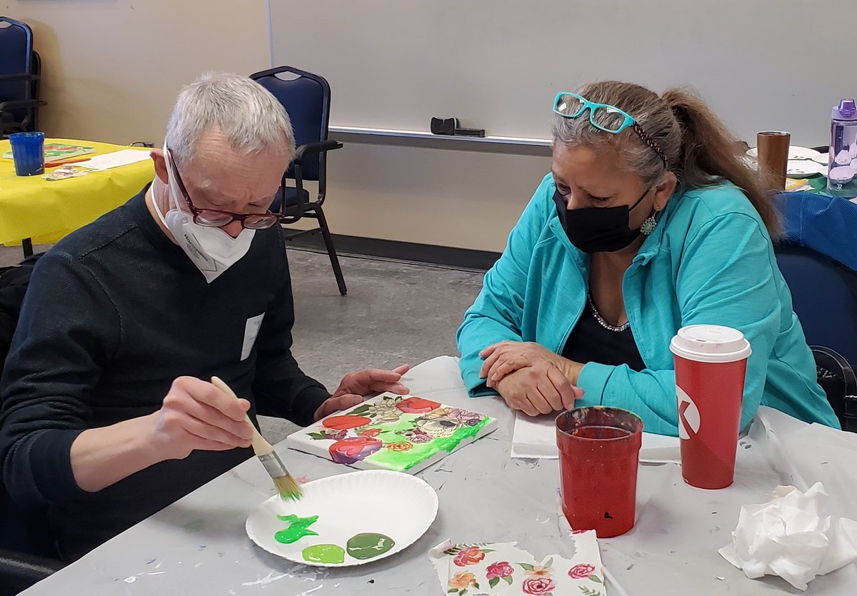 WBLCommunityEd's tweet photo. Thoughts of spring were in the air at the last Community Bridge class as we created 'Lady Bug Love'.  Using paint and tissue paper we discovered three little bugs talking in the trees.  #communitybridgeconsortium https://t.co/5FlC2yqi3Q