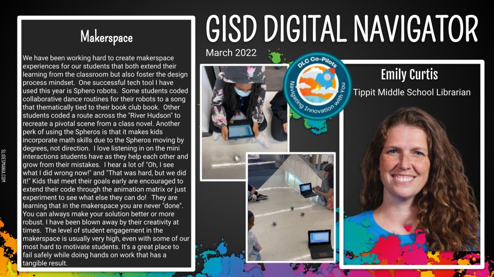 GISDDigiLearn's tweet photo. Check out our March 2022 @GeorgetownISD #DigitalNavigators! Read how Lucia Acosta of @CooperCougs, Emily Curtis of @TippitTitans, &amp; Alicia Young of @StandUpSTEPUp are integrating technology to engage students in learning!  Visit https://t.co/vyJj7J535b to learn more. #edtech https://t.co/myohjjl1V6