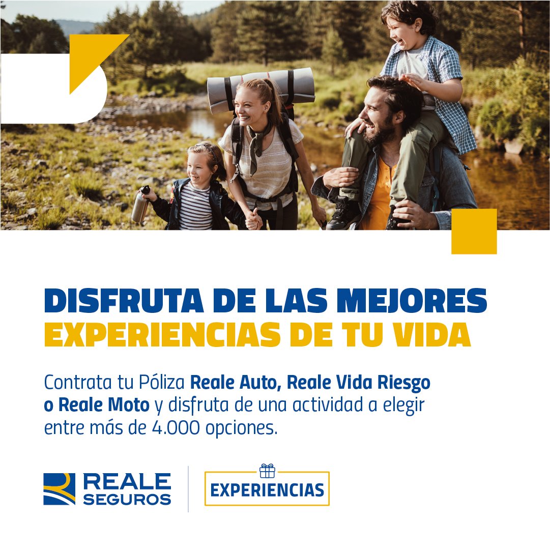 RealeParla's tweet photo. 🎁#PROMO 🎁
#ExperienciasReale
¡Experiencias para disfrutar en casa,
cerca de casa o en tu barrio!

1️⃣ Dirígete a tu agencia Reale
2️⃣ Contrata 1 seguro de auto, vida riesgo o moto
3️⃣ Elige tu experiencia Reale

@RealeSeguros #togetherMore https://t.co/plbhNsJJOV
