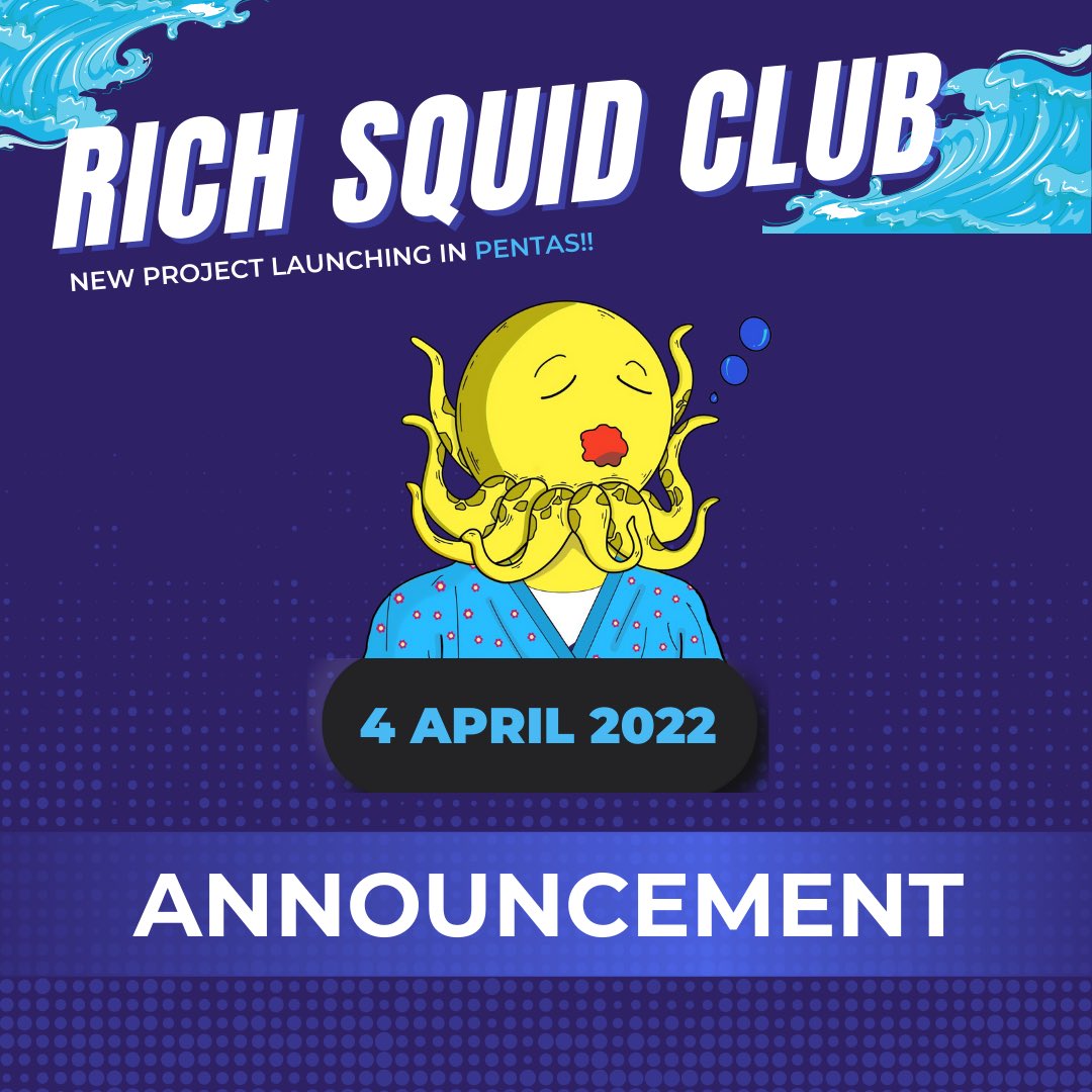 You must be wondering what is Rich Squid Club that will be launched on 4th of April? Let me tell. 

It's a thread 🧵 Bloop Bloop!