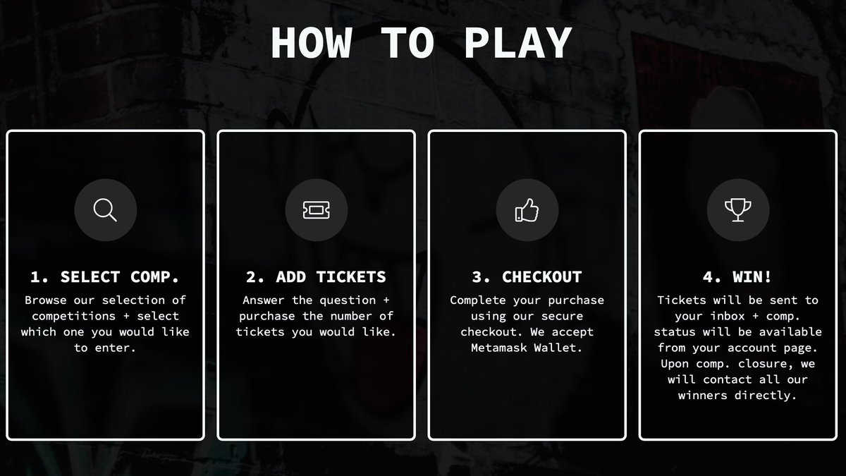 MetaverseComps's tweet photo. Metaverse Competitions is as EASY as this! 🐒

WANT TO PLAY?

Head over to https://t.co/UdxVXBtx0K

#MetaverseNFT #Metaverse  #shilling #play #tickets #NFTCommunity #NFT #NFTCollection #nftwebsite #opensea #FridayFeeling https://t.co/MGFBupzMCr
