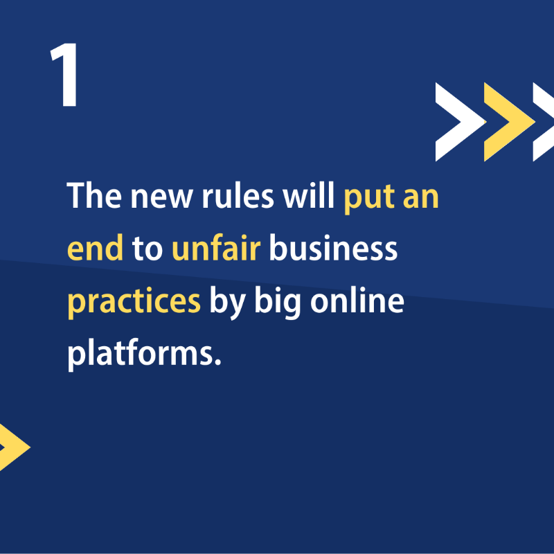 Europarl_EN's tweet photo. Big Tech must show that they allow for fair competition on the internet. 

With the deal on the Digital Markets Act that was just reached this week, Europe is ensuring more competition, more innovation and more choice for users ↓