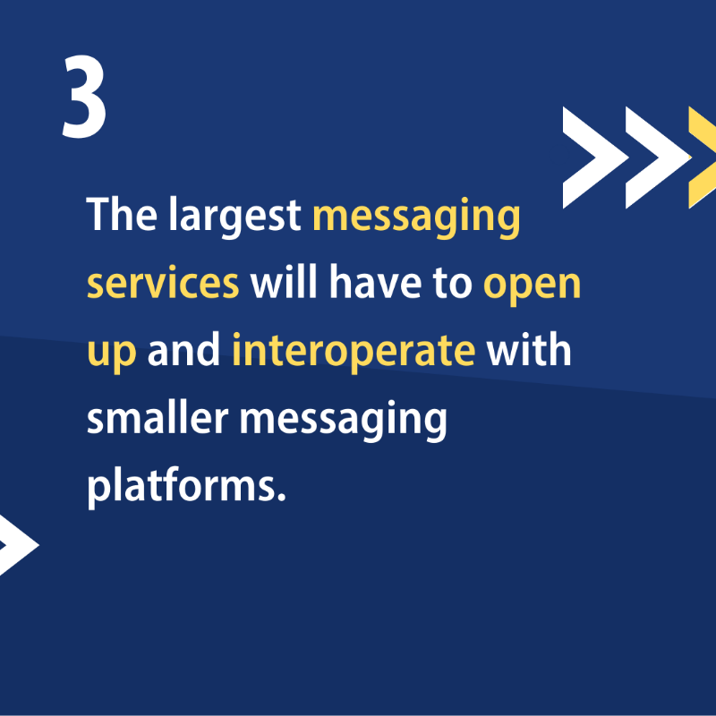 Europarl_EN's tweet photo. Big Tech must show that they allow for fair competition on the internet. 

With the deal on the Digital Markets Act that was just reached this week, Europe is ensuring more competition, more innovation and more choice for users ↓