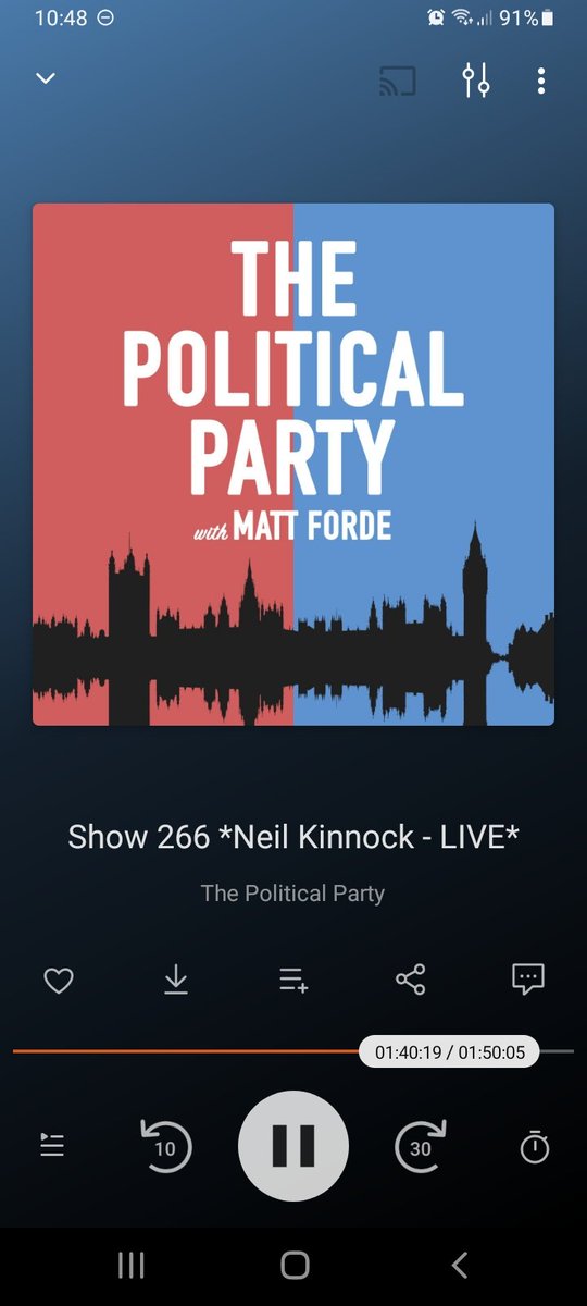 I could listen to Neil Kinnock speak for days and not get bored. 

Have a listen to <a href="/mattforde/">Matt Forde</a> 's Political party and if you make it though this episode without getting a lump in your throat you are dead inside.