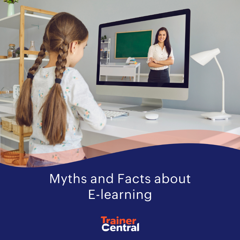 Trainer_Central's tweet photo. Don't let common e-learning myths mislead you. Many e-learning platforms offer numerous benefits for education and training fields. 

#fridayfacts  #facts #myths #education #elearning #trainercentral #onlineeducation #onlinetraining #onlinelearning 
#educationalfacts #interaction