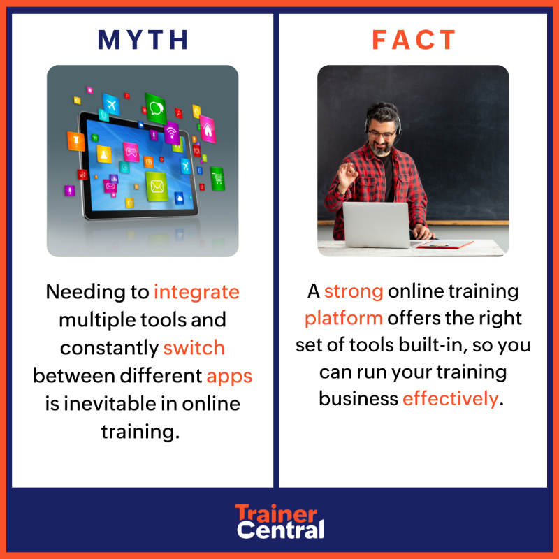 Trainer_Central's tweet photo. Don't let common e-learning myths mislead you. Many e-learning platforms offer numerous benefits for education and training fields. 

#fridayfacts  #facts #myths #education #elearning #trainercentral #onlineeducation #onlinetraining #onlinelearning 
#educationalfacts #interaction