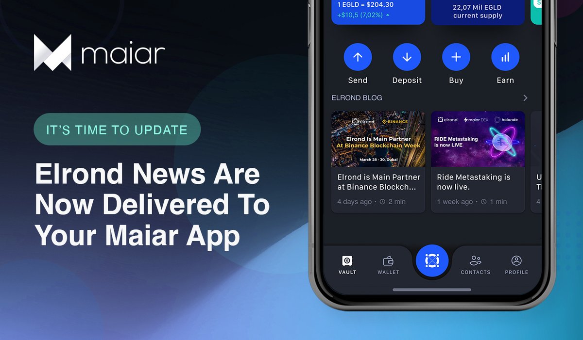 xPortalApp's tweet photo. It’s time to upgrade!

The latest @ElrondNetwork blog posts are now available directly in your Maiar App.

💡 Get notified each time there’s news by enabling “Creative Campaigns” in ⚙️ Settings > Notifications https://t.co/HTdLWHkdgH