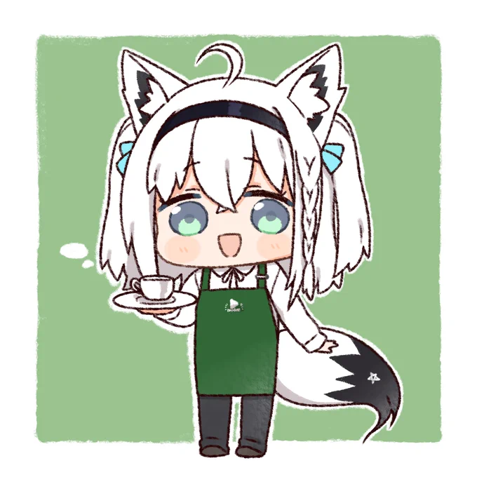 フブキちゃんが緑色のエプロンを着たがっていたので取り急ぎ☕️
透過素材はスレッドに↓
#絵フブキ 