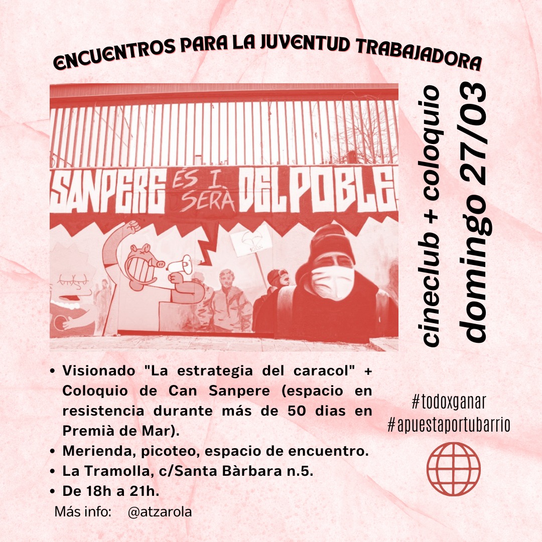 AAtzarola's tweet photo. 📽️🎊 AQUEST DIUMENGE PROJECTEM "La estrategia del caracol" (Cabrera, 1993).

Un film que ens ensenya que en la Indignació habita la Dignitat.❤️‍🔥✊

🟢 Després farem un petit col•loqui amb invitats de luxe: @CSA_Sanpe

Entrada gratuïta, berenar per finançar l'Escoleta ❤️‍🩹💐 https://t.co/WDbfpFQy51
