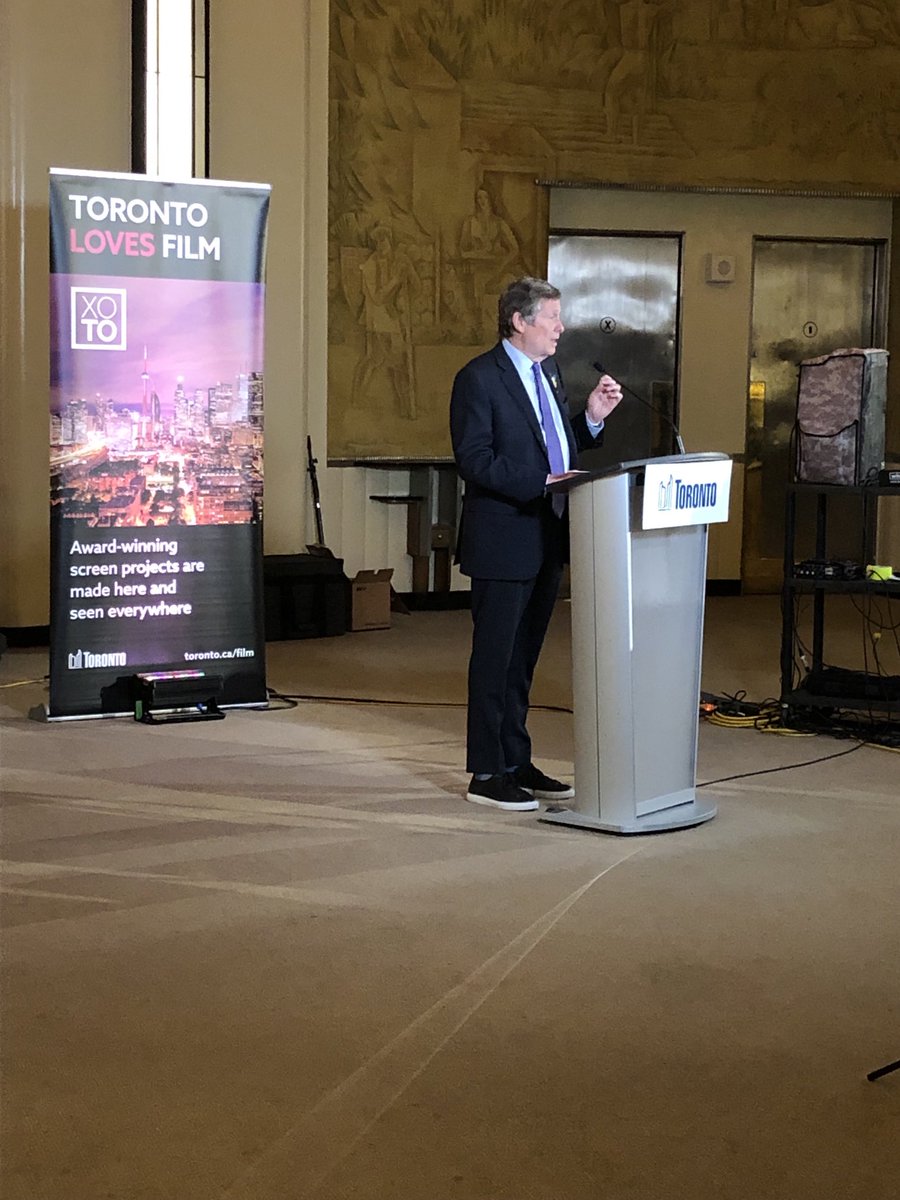 Mayor John Tory reporting on record Toronto film and television production volumes. Over $2.5B in spend!
