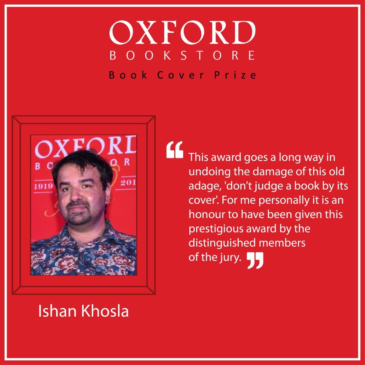 oxfordbookstore's tweet photo. Ishan Khosla, winner of the 7th Oxford Bookstore Book Cover Prize shares his thoughts on winning the award for the book cover of Kintsugi by Anukrti Upadhyay.
@anukrti_U @HarperCollinsIN
#BookCoverPrize #Winner #IshanKhosla https://t.co/lft8RUo25y
