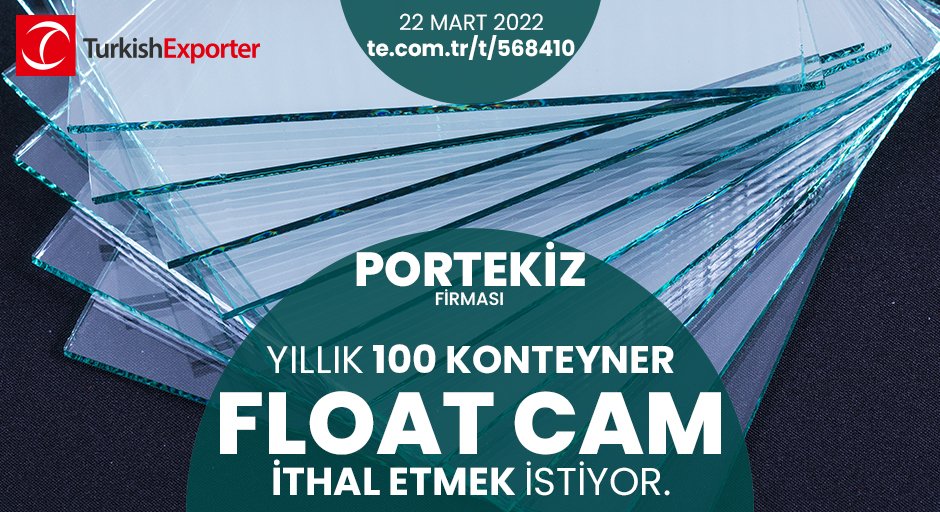 ihracatcomtr's tweet photo. 💡İhracat Fırsatı!
📍Portekiz firması, yıllık 100 konteyner float cam ithal etmek istiyor.
⭐Bu ihracat fırsatının detaylarına erişmek için linke tıkla!
https://t.co/y2MBdyuECT
#turkishexporter #ihracat #export #import #b2b #trade #float #cam #floatcam #glass #floatglass https://t.co/B7tsFMQgGf