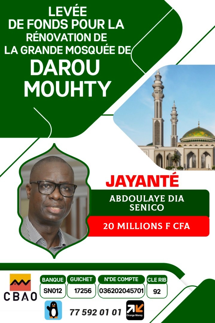 Mosquee_Darou's tweet photo. نَّمَا يَعْمُرُ مَسَٰجِدَ ٱللَّهِ مَنْ ءَامَنَ بِٱللَّهِ وَٱلْيَوْمِ ٱلْءَاخِرِ وَأَقَامَ ٱلصَّلَوٰةَ وَءَاتَى ٱلزَّكَوٰةَ وَلَمْ يَخْشَ إِلَّا ٱللَّهَ ۖ فَعَسَىٰٓ 
أُوْلَٰٓئِكَ أَن يَكُونُواْ مِنَ ٱلْمُهْتَدِينَ

ABLAYE DIA PDG SENICO 
a contribué à hauteur de 20.000.000F Cfa. https://t.co/peXMGHe1Zv