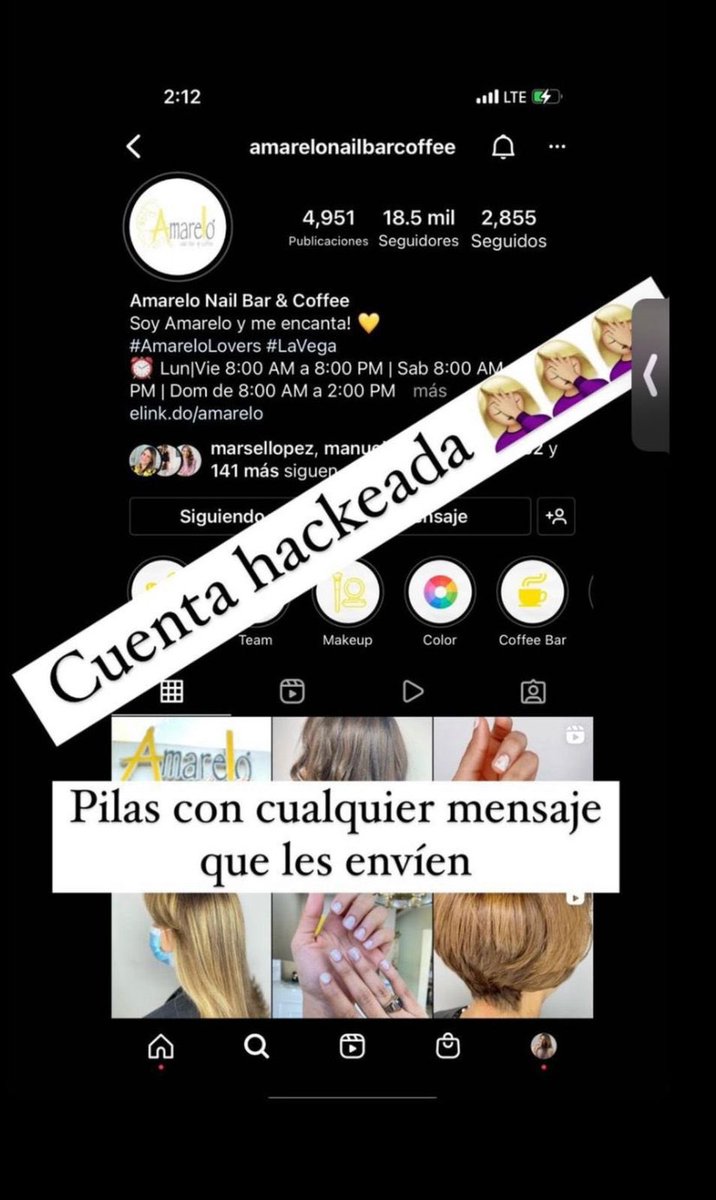 Ana_Marsel's tweet photo. Nos hackearon la cuenta de Amarelo, están pidiendo dinero y enviando mensajes engañosos a nuestros seguidores || ALERTA || @merylopz @instagram https://t.co/IOgo2PFRmz