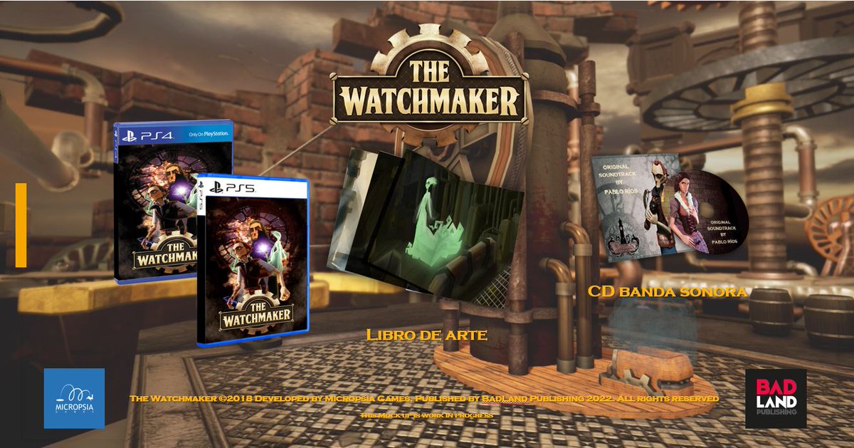 micropsiagames's tweet photo. 📢¡Buenas noticias!📢
#TheWatchmaker llegará en formato físico a #PS4 y #PS5 en Junio 👇 🥳

#indiegames #collector #indiedevs #indiegamepr #indiewatch #3D https://t.co/h3gRCYjWUZ
